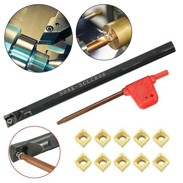 Barra Di Alesatura Interna SNR0010K11 Per Tornio + 10 Inserti In Metallo Duro E Chiave - 3