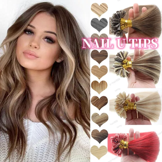 20" Nail/ U tips Pre- Bonded 100% Indian Remy Human 6A  Hair Extension 100g