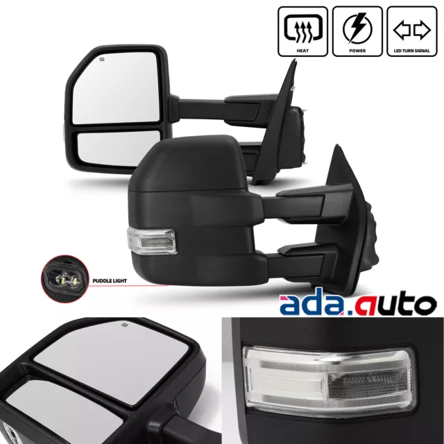 For 2015-2018 F150 Power/Heated LED Signal/Puddle/Auxiliary Light Towing Mirrors