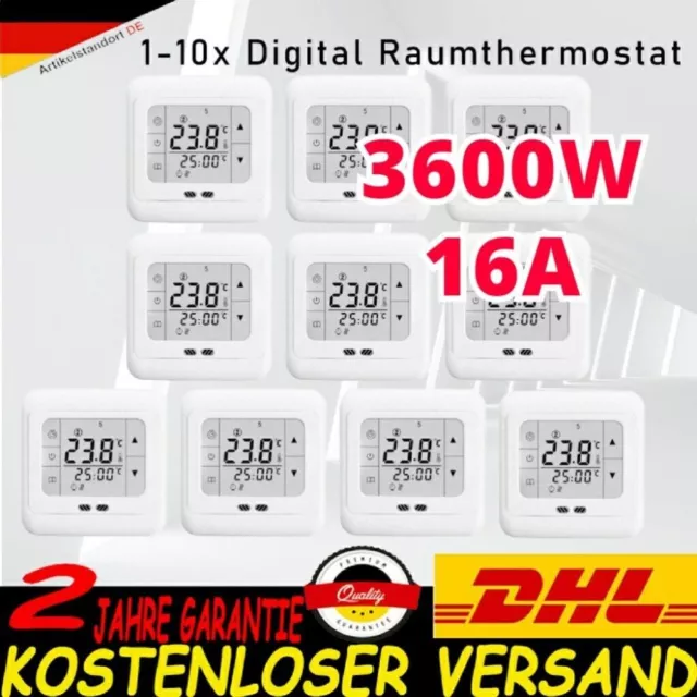 10X Touchscreen Digital Thermostat Fußbodenheizung Raumthermostat Programmierbar