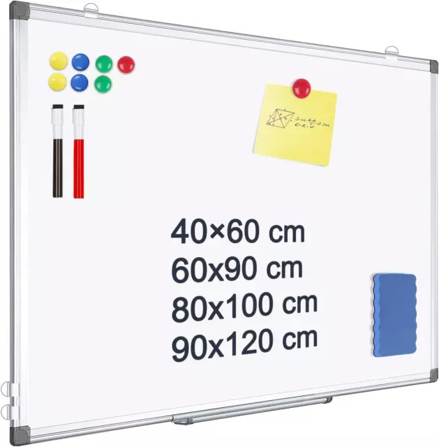 QUEENLINK Magnetic Whiteboard, 40 X 60 Cm Dry Erase White Board, Aluminium Frame