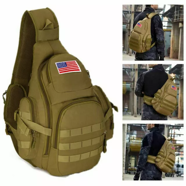 Tactical Military Sling Chest Pack Crossbody MOLLE Laptop Backpack Shoulder Bag