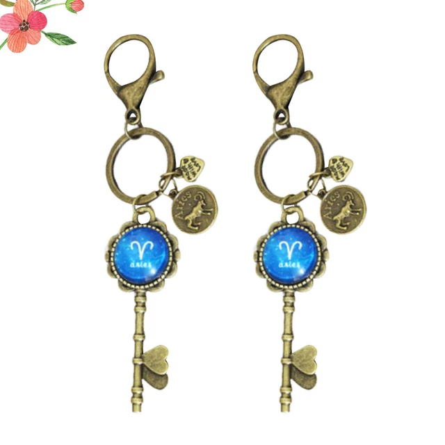 2 Pcs Hanging Keychains Pendant Keychain Keys Pendants Metal Button 3