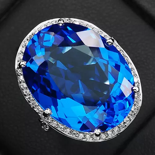 16.80CT Dazzling Blue Spinel Rare 925 Sterling Silver Handmade Rings Size 6.25