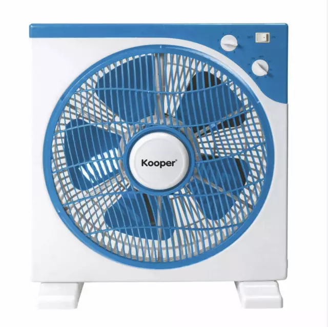 Ventilatore a Box da Tavolo 45W Blu/Bianco con Timer e 3 Velocità 5 Pale