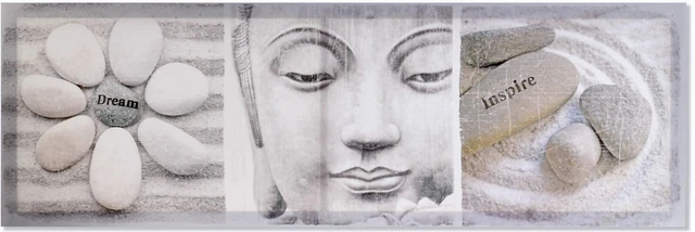 DECLINA, Tableau Toile Imprimée Zen, Tableau Mural Déco Fleurs Et Galet 80x120 Cm 89582780