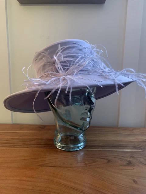 Milano Paris New York Hat Womens Church Derby Purple Ostrich Feathers