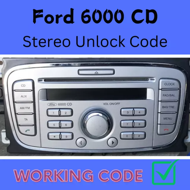 Unlock Your Radio Stereo Code For FORD 6000 CD M & V Serial MONDEO ESTATE COMBI