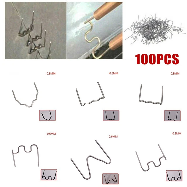 100 pezzi 0,6/0,8 mm Wave Hot Staples per saldatrice di riparazione cucitrici in plastica