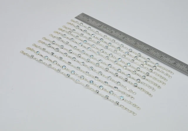 Wholesale11PC 925SolidSterling Silver BLUE TOPAZ MULTI GEMS BRACELET Lot R251