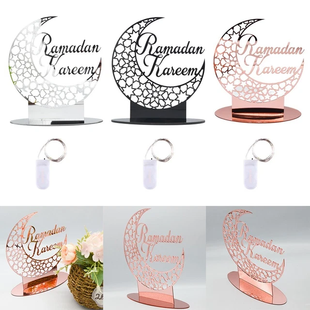 Eid Mubarak Tischdekoration Halbmond Kupferdrahtlampe LED Lichterkette Ramadan