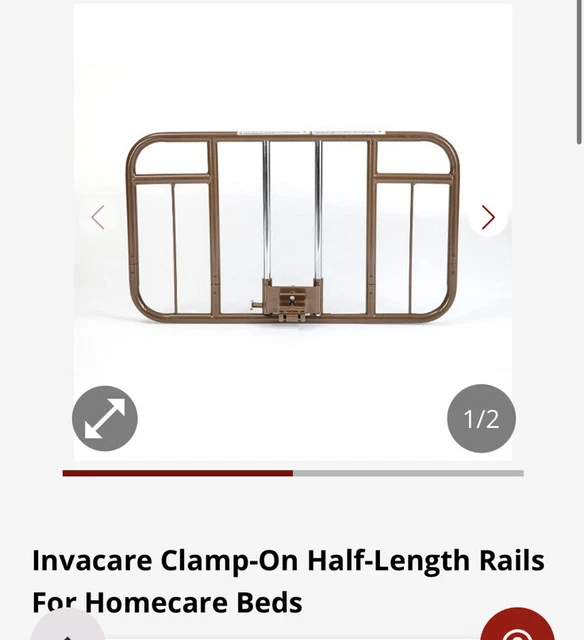 Invacare Clamp-On Half-Length Rails for Homecare Beds 6630DS