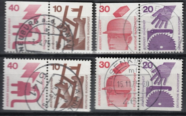 BRD Unfallverhütung Zusammendruck Mi. - Nr. 695 C/D - 699 C/D gestempelt