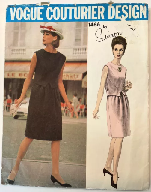 Vintage 1960s SIMONETTA Vogue Couturier Design 1466 DRESS Sewing Pattern Bust 32