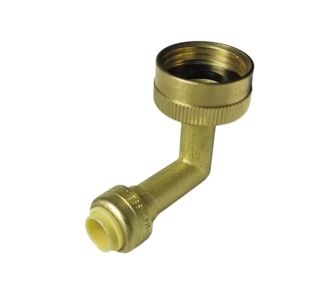 10 Pcs. 1/4" Push Fit (3/8 Od Pipe) X 3/4" Ght Dishwasher Elbow, Lead Free Brass