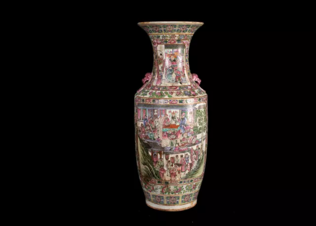 Eine Antike, Canton Export Porzellan Baluster /- Vase. China 19. Jh. Qing