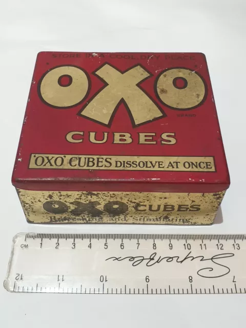 Vintage Retro Orginal Square Shaped Oxo Cubes Dissolve At Once Tin With Coupon