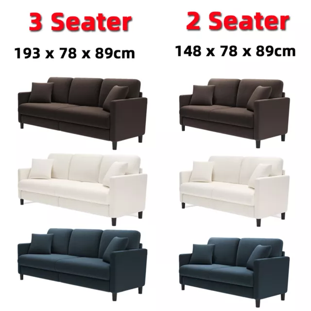 2/3 Seater Modern Teddy Velvet Sofa Fleece Couch Love Seat Settee Cushion Pillow 2