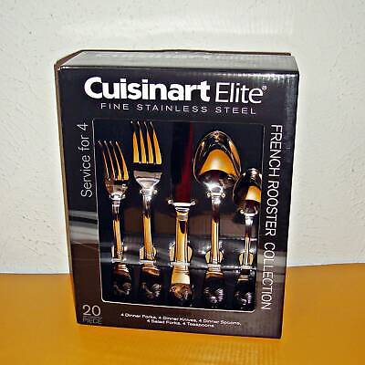 New Cuisinart Cfe-01-Fr20N 20-Piece Elite Flatware Set - French Rooster