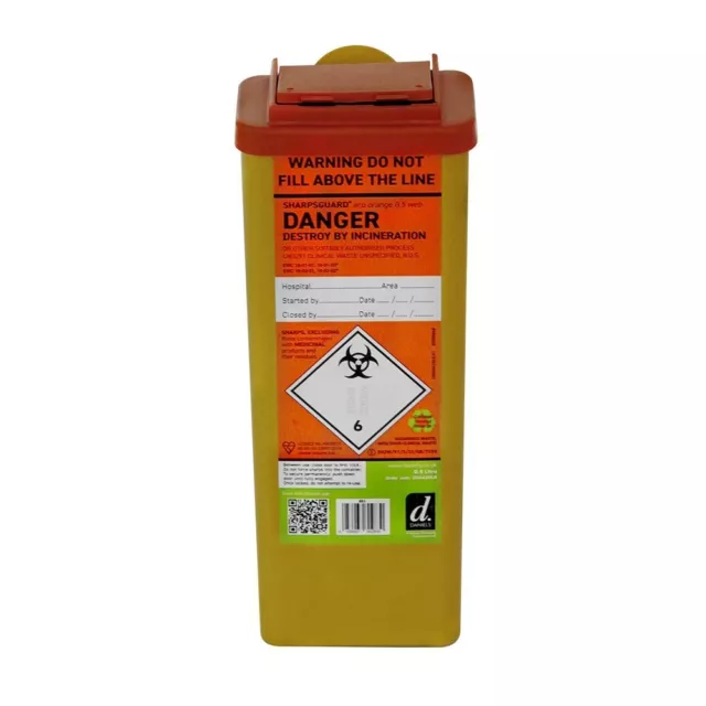 Sharpsguard 0.5Ltr Eco Orange Sharps Disposal Bin