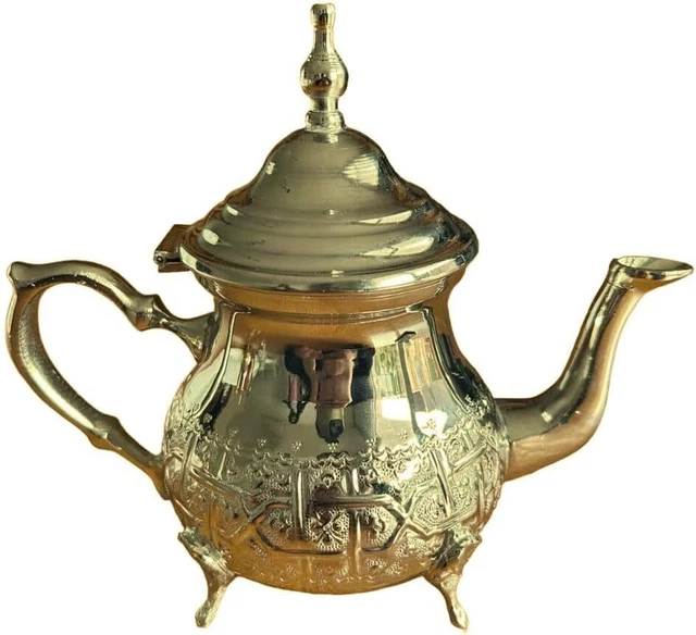 Ancienne Théière En Laiton Et Os - Pièce De Collection Unique