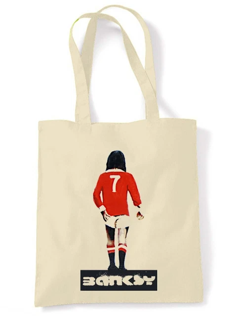 Women's Banksy Fast Food Cave Man Design Cotton Tote Bag - Eco-Friendly Reusable Shopping Bag - View #11