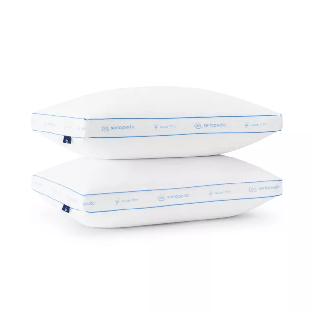 2 Pack Sertapedic Super Firm Pillow, Standard/Queen
