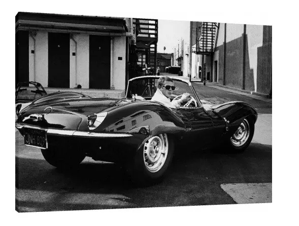 Steve McQueen - Jaguar XKSS 30x20 Inch Canvas Art - Framed Picture