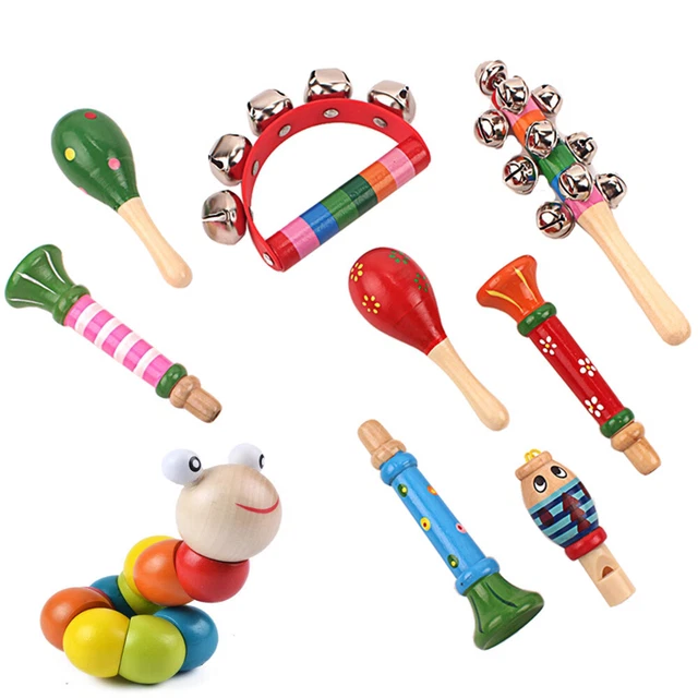 Infant Whistling Toys Wooden Cartoon Educational Music Instruments for Baby Kids