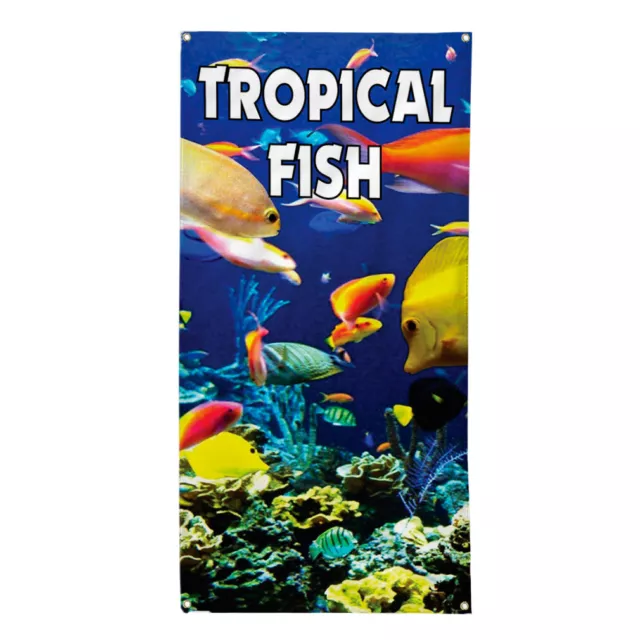 Vertical Vinyl Banner Multiple Sizes Tropical Fish Food and Drink Outdoor