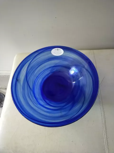 Casa Domani Blue Swirl Glass Bowl