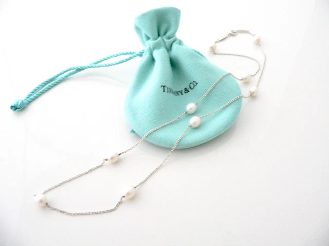 Tiffany & Co Pearl by the Yard Necklace Pendant Charm 19 In Chain Peretti Silver