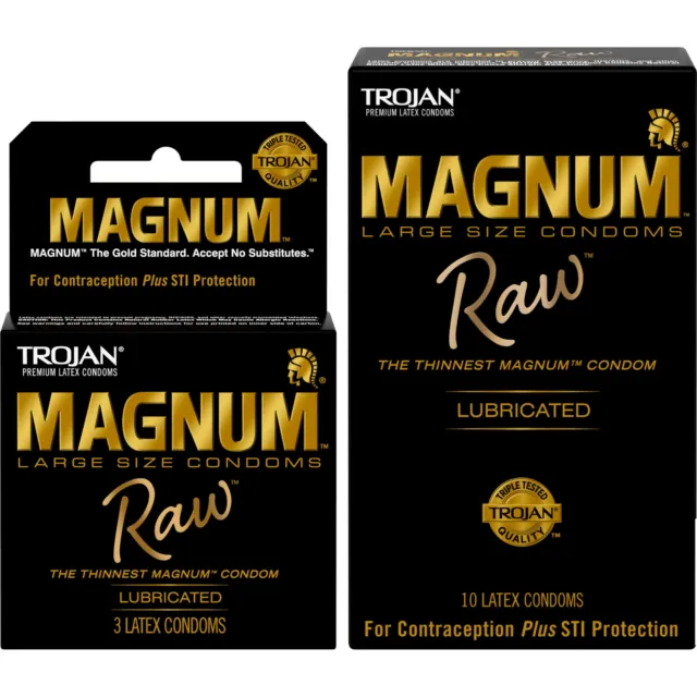 Trojan Magnum RAW Thinnest Sensitive Large Lubricated Latex Condoms