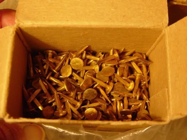 Antique Furniture Restoration Trunk Chest 20 Pc Lot 1/2" Nails Brass Plated Tack