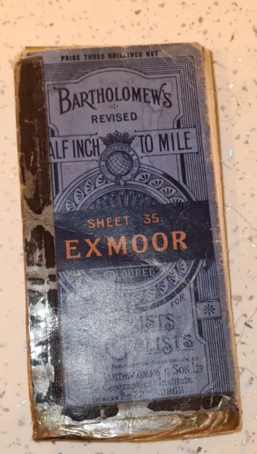 Bartholomew Exmoor Map Blue Cover 1912-1919  Ordenance Map