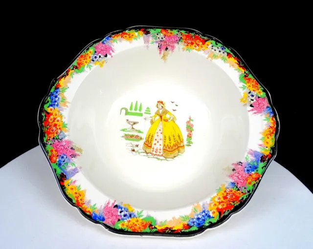 HK Tunstall Porcelain Crinoline Lady Art Deco Vintage 9.5" Vegetable Bowl 1933-