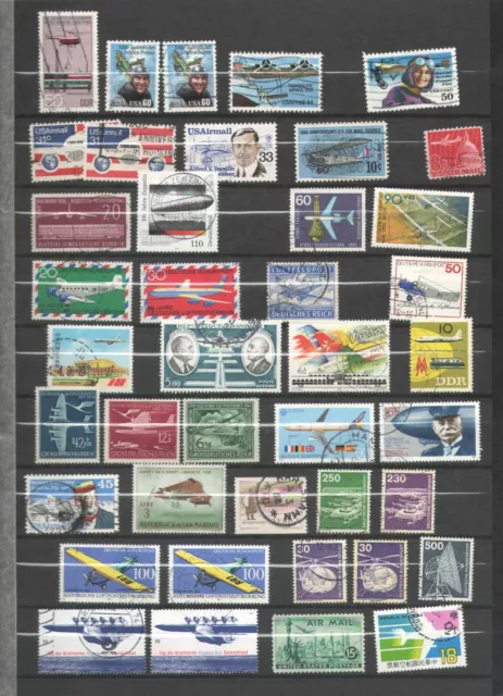 75 Briefmarken  Motiv:  Flugzeuge Raumfahrt