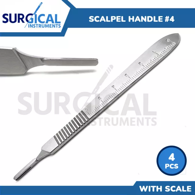 4 Pcs Scalpel Handle with Scale #4 Surgical Dental Veterinary German Grade