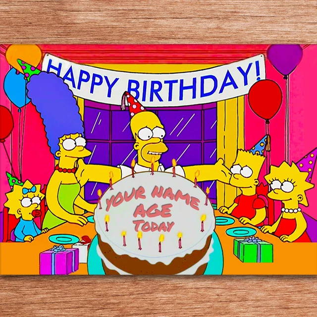 The Simpsons Birthday Card. Personalise Name and Age. Homer, Bart, Lisa, Marge