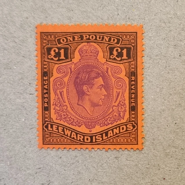 STAMPS LEEWARD ISLANDS 1938 P14 £1 MINT LH - #7409a