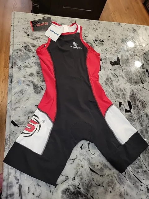 Sural Mens Tri Suit Black White Red Triathlon Skinsuit Racesuit NWT Small