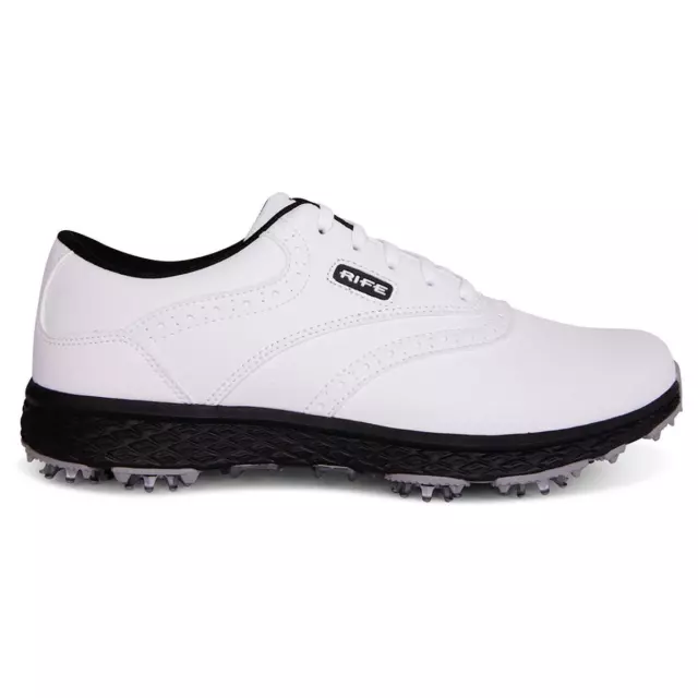 Rife Mens Golf Spiked Shoes RF-09 Delta Waterproof Black/White