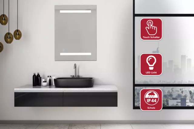 LED Espejo de Baño Pared con Iluminación IP44 Táctil 80x60