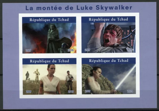 Star Wars Stamps Chad 2019 MNH Rise of Skywalker Luke Rey Film 4v IMPF M/S