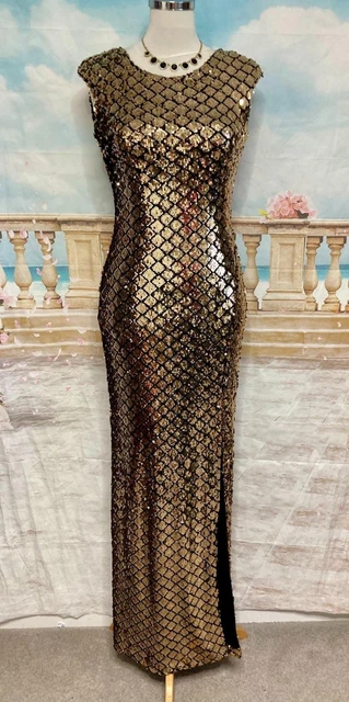 QUIZ BLACK AND Gold Sequin Size 18 Maxi Dress. Ball Gown, Bridesmaid,  Evening 48.00 - PicClick UK