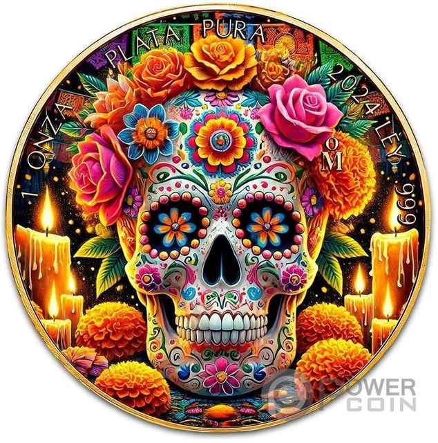 Pièce D'argent Mexico 2024 Dia De Los Muertos - Boxer Tattoo 1 Oz (Précommande)
