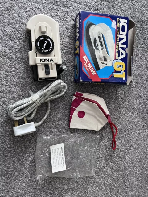 Vintage The Mini Travel Iron, Model TK-501 w/manual, adapters and travel bag