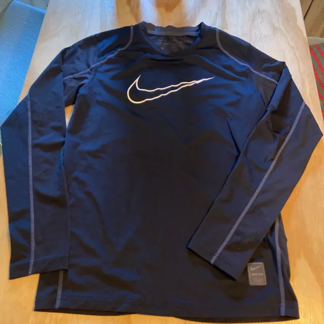 Nike Pro  Boys Dri-Fit Black LS Fitted Shirt Size Boys Large LG