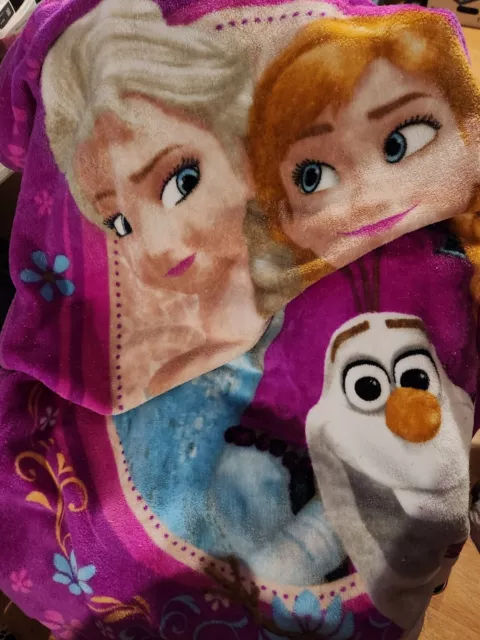 Disney FROZEN PLUSH SOFT SILKY FLEECE BLANKET THROW 26" X 48" ELSA ANNA OLAF