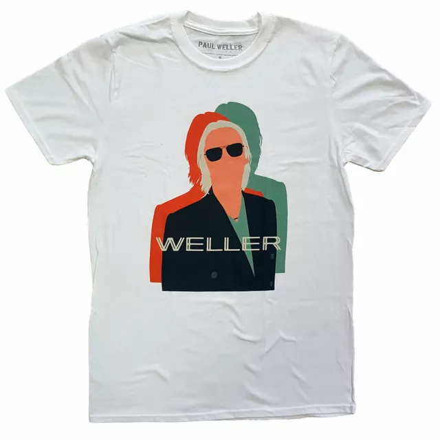 PAUL WELLER -  Unisex T- Shirt -   Illustration Offset  - White  Cotton